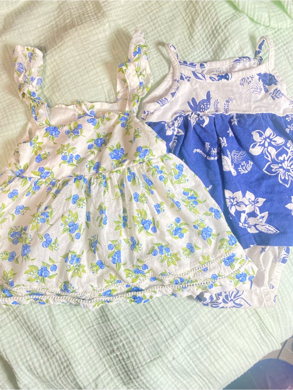 Blue Floral Tie-Front Crop Top